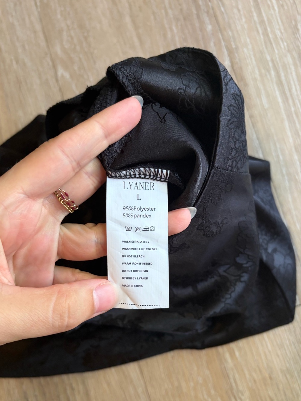 LYANER Black Satin/Silk Floral Jacquard Mini Skirt - Picture 4 of 7